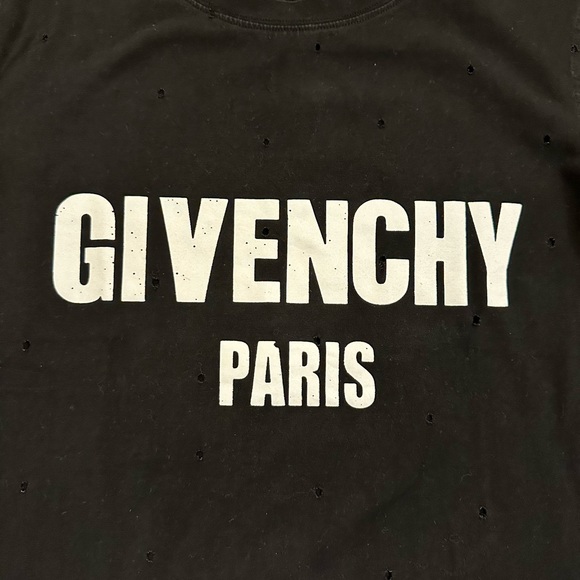 Givenchy Black Distressed Logo Short Sleeve Tee T-Shirt Sz Large - Picture 2 of 9